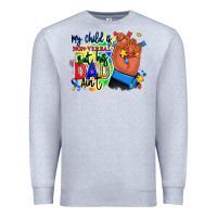 Heather Grey my child is non verbal but his dad aint afro hand Premium Sweatshirt - RanaPortraitStore