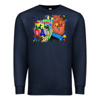 Navy my child is non verbal but his dad aint afro hand Premium Sweatshirt - RanaPortraitStore