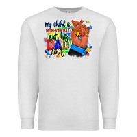 Oatmeal Heather my child is non verbal but his dad aint afro hand Premium Sweatshirt - RanaPortraitStore