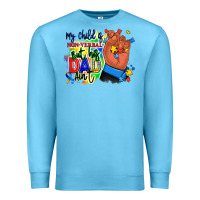 Ocean Blue my child is non verbal but his dad aint afro hand Premium Sweatshirt - RanaPortraitStore