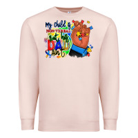 Pale Pink my child is non verbal but his dad aint afro hand Premium Sweatshirt - RanaPortraitStore