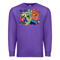 Purple my child is non verbal but his dad aint afro hand Premium Sweatshirt - RanaPortraitStore