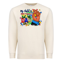 Sandshell my child is non verbal but his dad aint afro hand Premium Sweatshirt - RanaPortraitStore