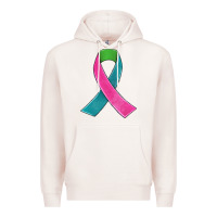 Pale Pink metastatic breast cancer ribbon Premium Hoodie - JahusDesignShop