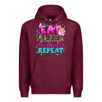 Burgundy eat sleep manicure repeat Premium Hoodie - AdoDesignShop