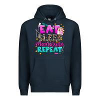 Navy eat sleep manicure repeat Premium Hoodie - AdoDesignShop
