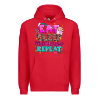 Red eat sleep manicure repeat Premium Hoodie - AdoDesignShop