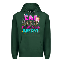 Sports Green eat sleep manicure repeat Premium Hoodie - AdoDesignShop
