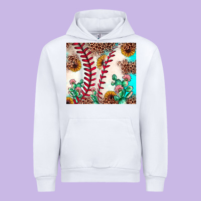 Baseball Leopard Turquoise Cactus Sunflower Urban Hoodie Designed By Jahusdesignshop