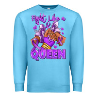 Ocean Blue fight like a queen lupus awareness afro girl sneak Premium Sweatshirt - RanaPortraitStore