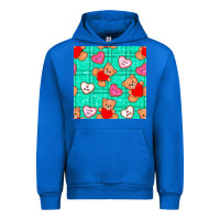 Valentines Day Teddy Bears And Cookies Seamless Pattern Urban Hoodie | Teevron
