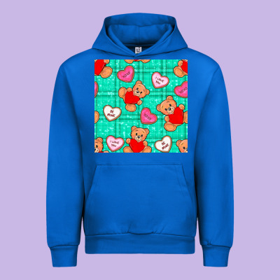 Valentines Day Teddy Bears And Cookies Seamless Pattern Urban Hoodie Designed By Bundleandbundleshop