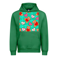 Emerald valentines day teddy bears and cookies seamless pattern Urban Hoodie - BundleAndBundleShop