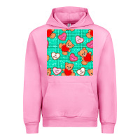 Fuchsia Pink valentines day teddy bears and cookies seamless pattern Urban Hoodie - BundleAndBundleShop