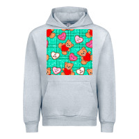 Heather Grey valentines day teddy bears and cookies seamless pattern Urban Hoodie - BundleAndBundleShop