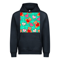 Navy valentines day teddy bears and cookies seamless pattern Urban Hoodie - BundleAndBundleShop