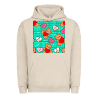 Pigment French Oak valentines day teddy bears and cookies seamless pattern Urban Hoodie - BundleAndBundleShop