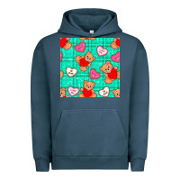 Pigment Midnight Navy valentines day teddy bears and cookies seamless pattern Urban Hoodie - BundleAndBundleShop