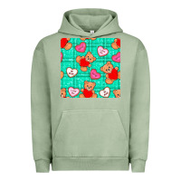 Pigment Oil Green valentines day teddy bears and cookies seamless pattern Urban Hoodie - BundleAndBundleShop