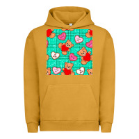 Pigment Peanut Butter valentines day teddy bears and cookies seamless pattern Urban Hoodie - BundleAndBundleShop