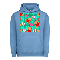 Pigment Pebble Blue valentines day teddy bears and cookies seamless pattern Urban Hoodie - BundleAndBundleShop