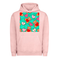 Pigment Salmon valentines day teddy bears and cookies seamless pattern Urban Hoodie - BundleAndBundleShop