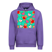 Tulip valentines day teddy bears and cookies seamless pattern Urban Hoodie - BundleAndBundleShop