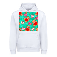 White valentines day teddy bears and cookies seamless pattern Urban Hoodie - BundleAndBundleShop