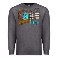 Charcoal Heather living on lake time Premium Sweatshirt - texasbilliewilder