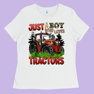 Just A Boy Who Loves Tractors Red Tractor Ladies Tee Designed By Barkaloodesign