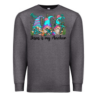 Charcoal Heather jesus is my anchor gnomes Premium Sweatshirt - Zillion Design Studio