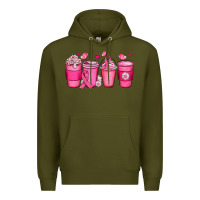 Army Green breast cancer coffee cups Premium Hoodie - JahusDesignShop