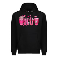 Black breast cancer coffee cups Premium Hoodie - JahusDesignShop