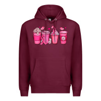 Burgundy breast cancer coffee cups Premium Hoodie - JahusDesignShop