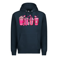 Navy breast cancer coffee cups Premium Hoodie - JahusDesignShop