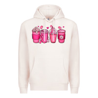 Pale Pink breast cancer coffee cups Premium Hoodie - JahusDesignShop