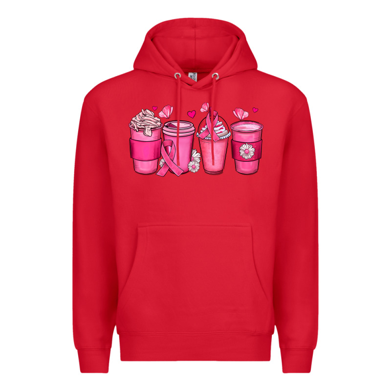 Breast Cancer Coffee Cups Premium Hoodie by JahusDesignShop | Teevron