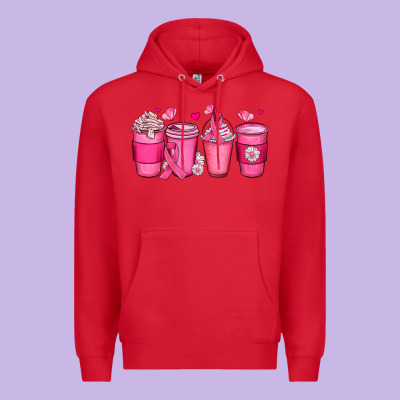 Breast Cancer Coffee Cups Premium Hoodie Designed By Jahusdesignshop