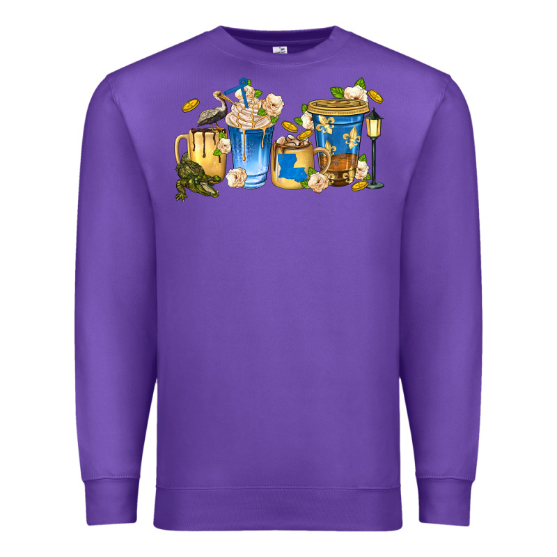 Louisiana Coffee Cups Premium Sweatshirt by texasbilliewilder | Teevron