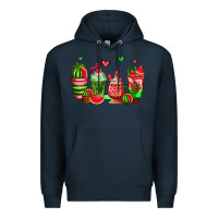 Navy watermelon coffee cups Premium Hoodie - AdoDesignShop