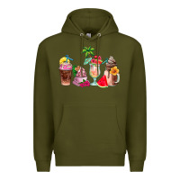 Army Green summer coffee cups Premium Hoodie - AdoDesignShop