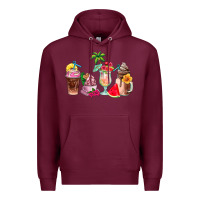 Burgundy summer coffee cups Premium Hoodie - AdoDesignShop