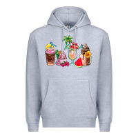 Heather Grey summer coffee cups Premium Hoodie - AdoDesignShop