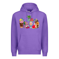 Purple summer coffee cups Premium Hoodie - AdoDesignShop