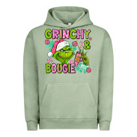 Pigment Oil Green christmas characters and bougie Urban Hoodie - AdoDesignShop
