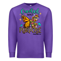 Purple created with a purpose ephesians 2 10 Premium Sweatshirt - RanaPortraitStore