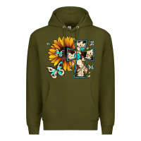 Army Green cross with sunflower Premium Hoodie - JahusDesignShop