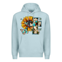 Blue Mist cross with sunflower Premium Hoodie - JahusDesignShop