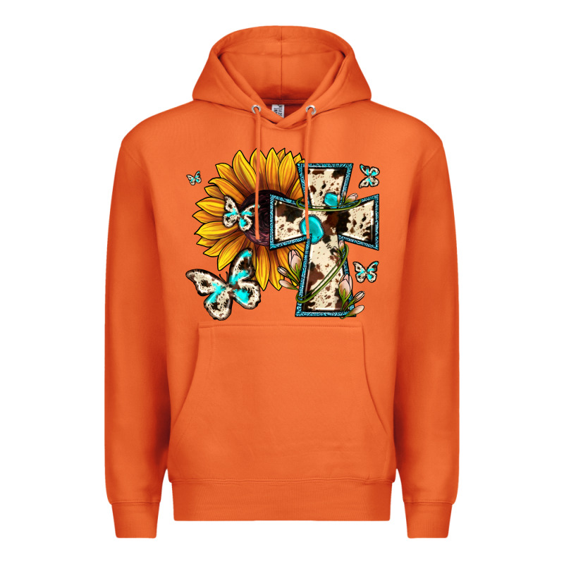 Cross With Sunflower Premium Hoodie by JahusDesignShop | Teevron
