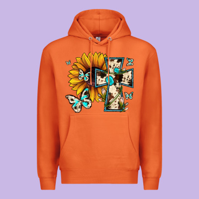 Cross With Sunflower Premium Hoodie Designed By Jahusdesignshop